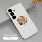 Magnetic TPU + PC Protective Case with 6D Electroplated Solid Color Ring and Magnetic Precision Cutouts(Samsung Galaxy S25/S25 PLUS/S25 Ultra)