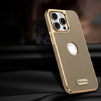 Togo Top-Grain Cowhide Leather Case with Electroplated Frame for iPhone