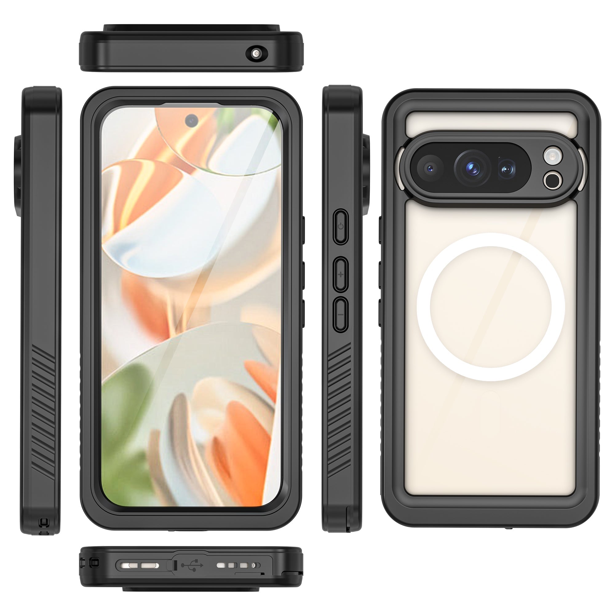 TPU + PET + PC Material Magnetic Phone Case with Snow, Water, Dust, and Drop Protection(Pixel 10/10Pro/10Pro XL)