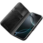 MagSafe Compatible CornerMaple Premium Genuine Leather Wallet Case for iPhone 17 / iPhone Air / iPhone 17 Pro / iPhone 17 Pro Max - Magnetic Flip Cover with Card Holder