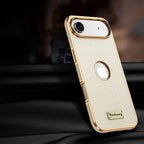 Togo Top-Grain Cowhide Leather Case with Electroplated Frame for iPhone