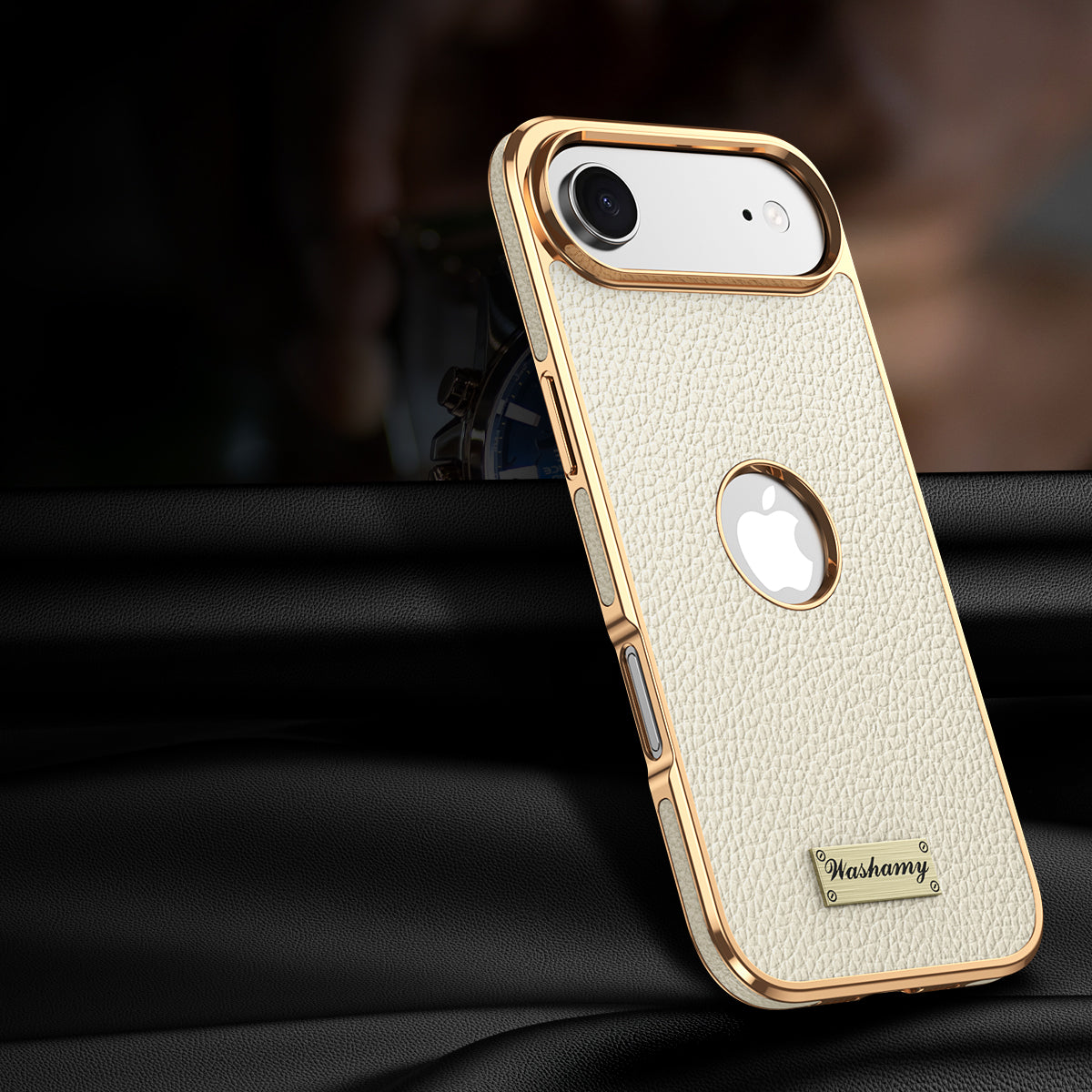 Togo Top-Grain Cowhide Leather Case with Electroplated Frame for iPhone
