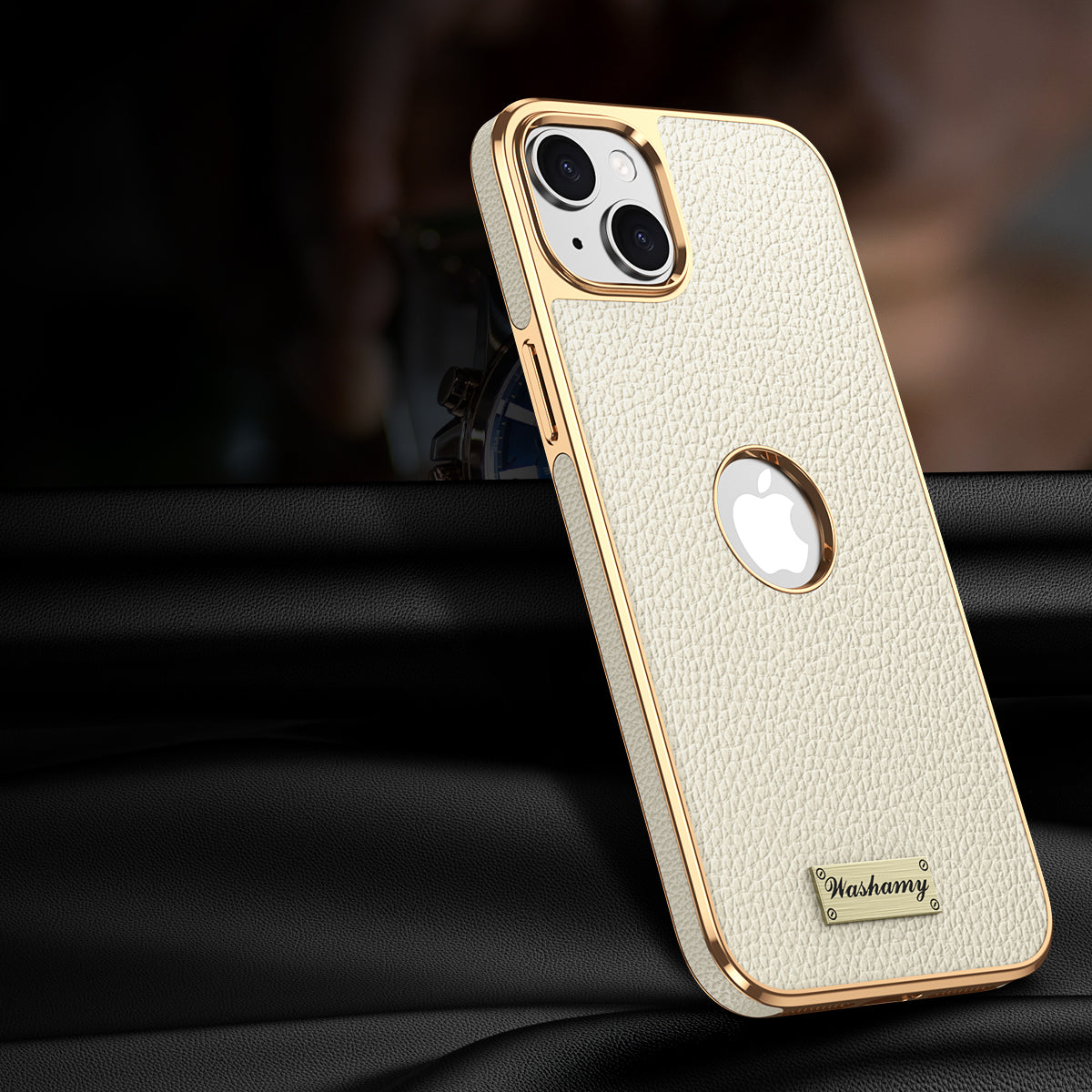 Togo Top-Grain Cowhide Leather Case with Electroplated Frame for iPhone