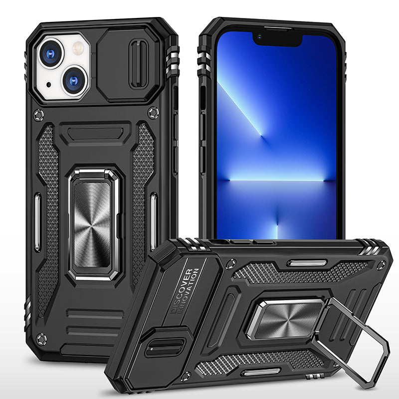 Rugged Shockproof Kickstand Case with Camera Protection for iPhone 17 / 16 / 15 / 14 / 13 Series