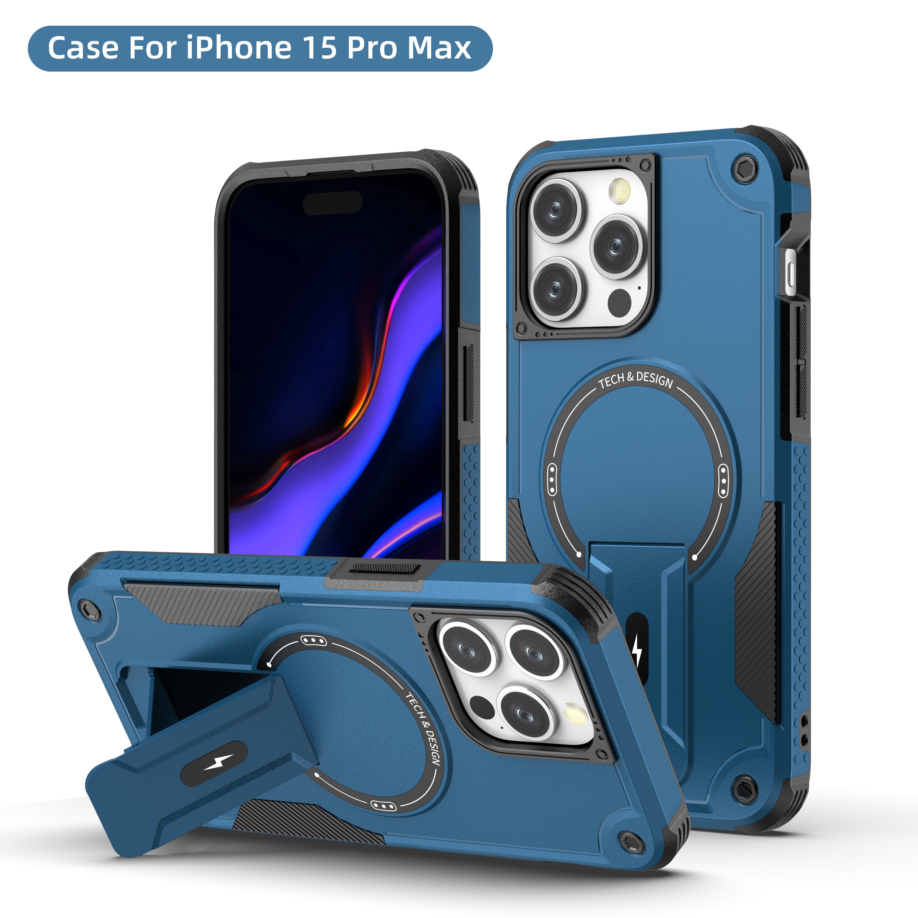 Rugged Magnetic Kickstand Case for iPhone 17 / 16 / 15 / 14 / 13 Series