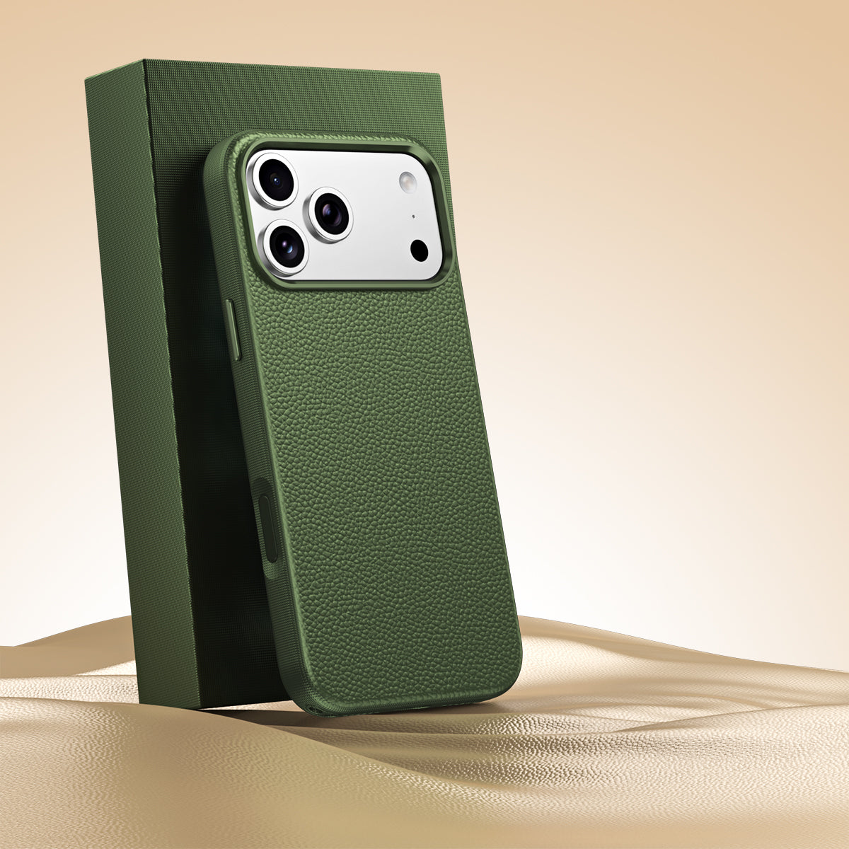 Premium Small Pebble Grain Top-Grain Cowhide Leather Case for iPhone