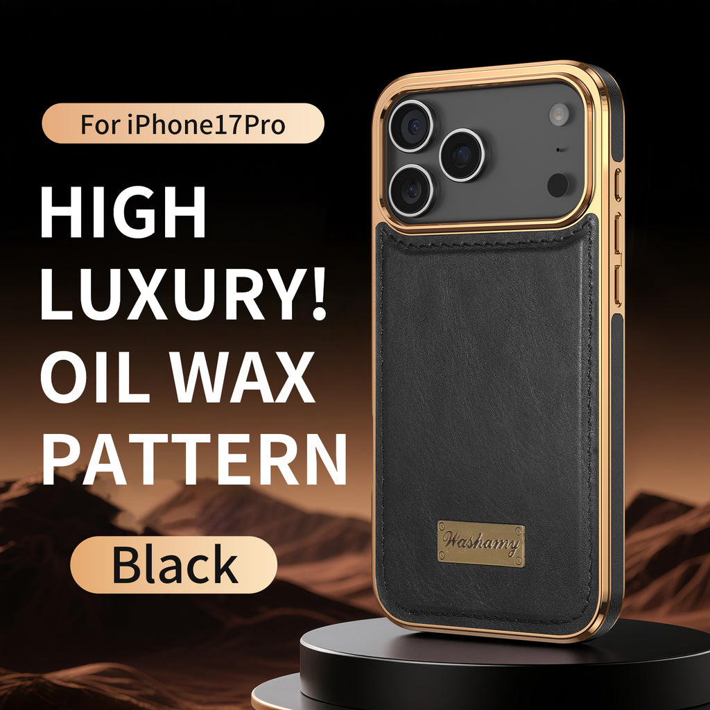 Leather-Look Magnetic Wireless Charging Case with Camera Lens Protection for iPhone