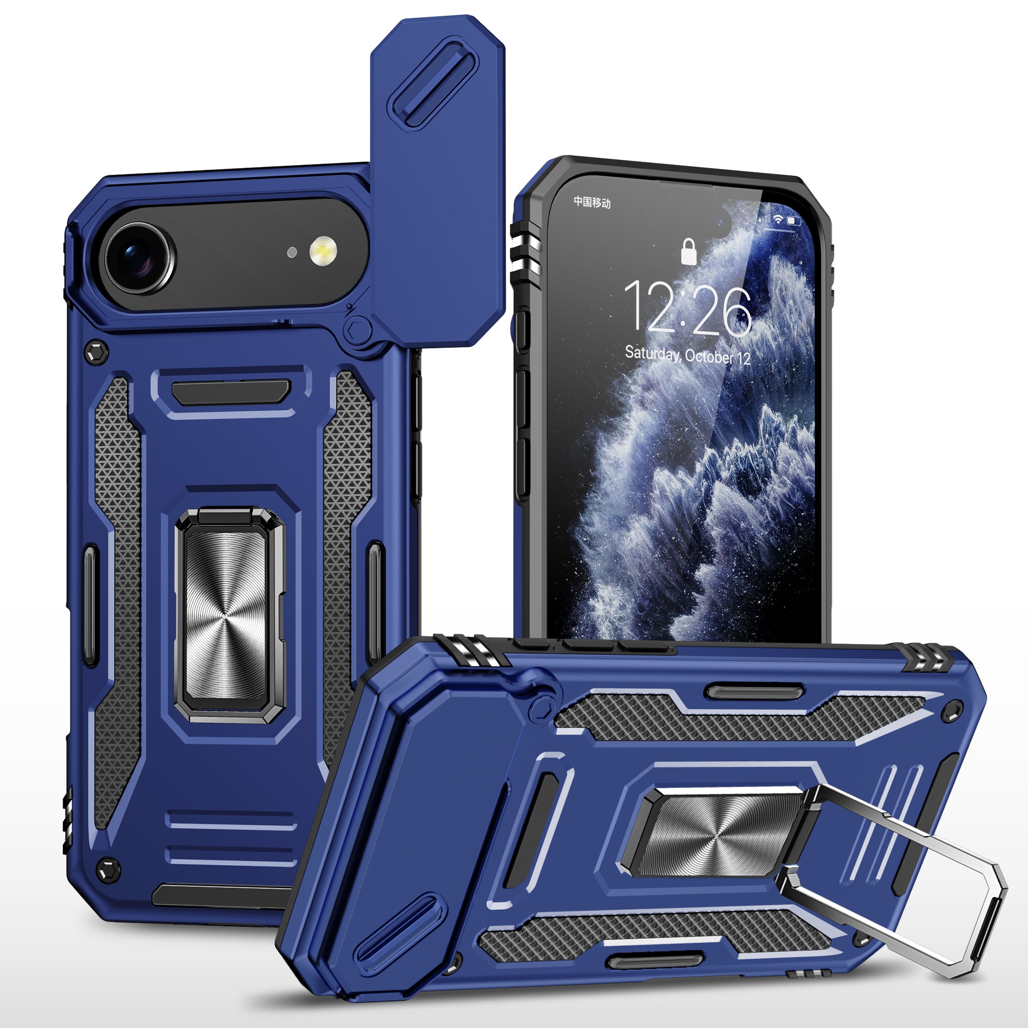 Rugged Shockproof Kickstand Case with Camera Protection for iPhone 17 / 16 / 15 / 14 / 13 Series