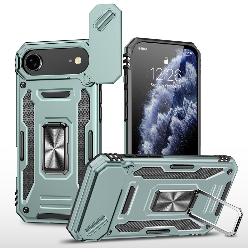 Rugged Shockproof Kickstand Case with Camera Protection for iPhone 17 / 16 / 15 / 14 / 13 Series