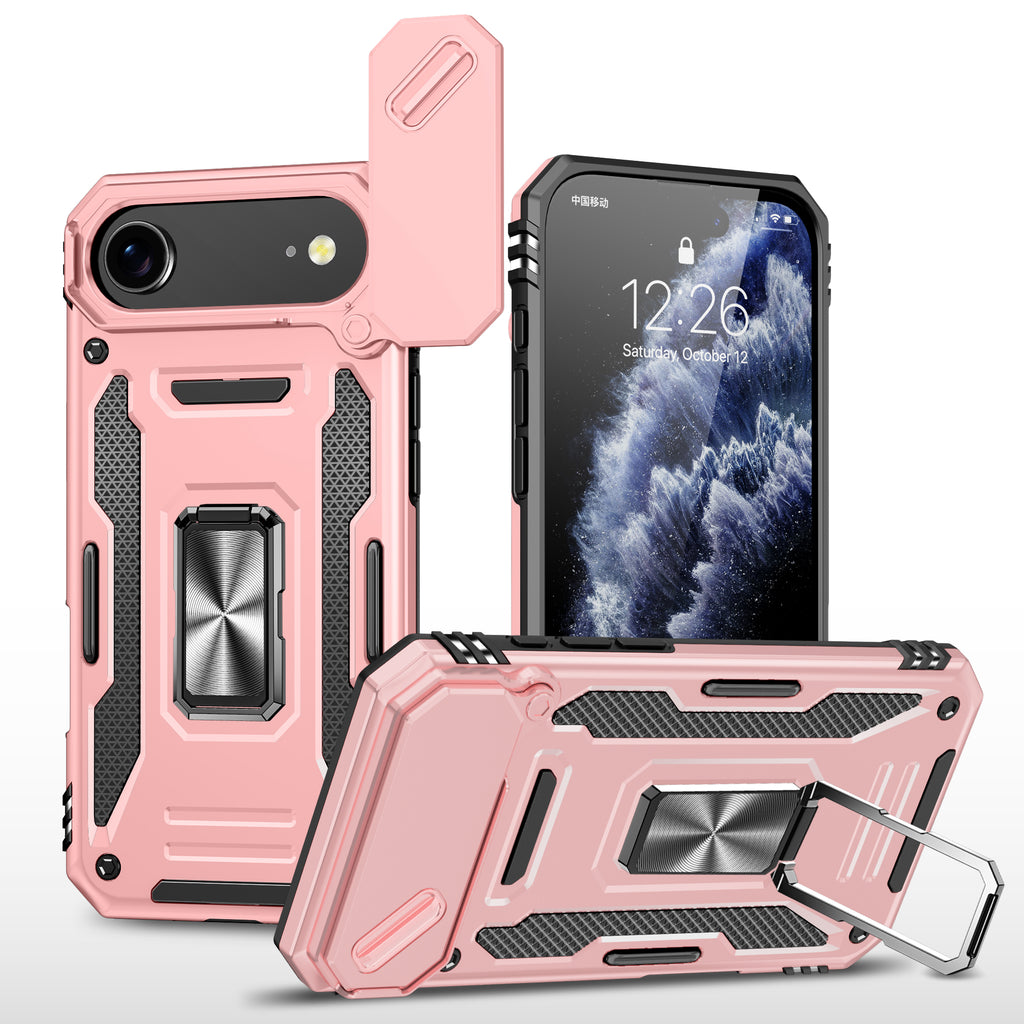 Rugged Shockproof Kickstand Case with Camera Protection for iPhone 17 / 16 / 15 / 14 / 13 Series