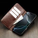 CornerMaple Premium Genuine Leather Wallet Case for iPhone- Magnetic Flip Cover with Card Holder