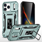 Rugged Shockproof Kickstand Case with Camera Protection for iPhone 17 / 16 / 15 / 14 / 13 Series