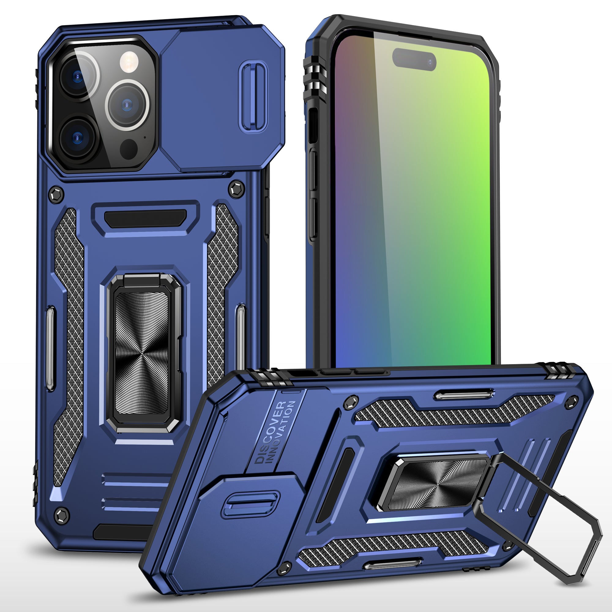 Rugged Shockproof Kickstand Case with Camera Protection for iPhone 17 / 16 / 15 / 14 / 13 Series