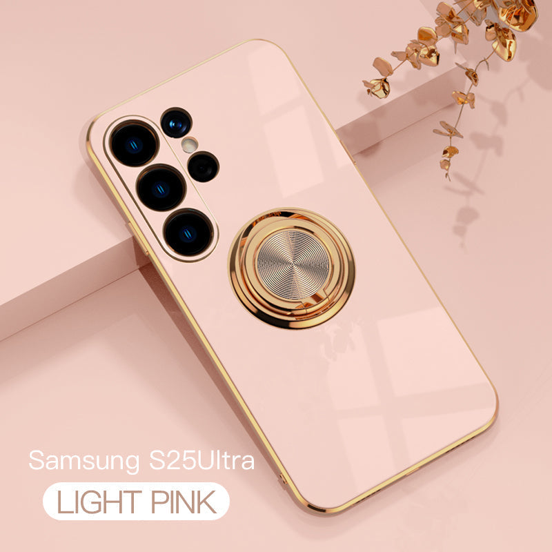 Magnetic TPU + PC Protective Case with 6D Electroplated Solid Color Ring and Magnetic Precision Cutouts(Samsung Galaxy S25/S25 PLUS/S25 Ultra)