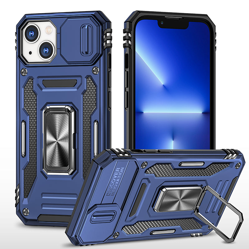 Rugged Shockproof Kickstand Case with Camera Protection for iPhone 17 / 16 / 15 / 14 / 13 Series