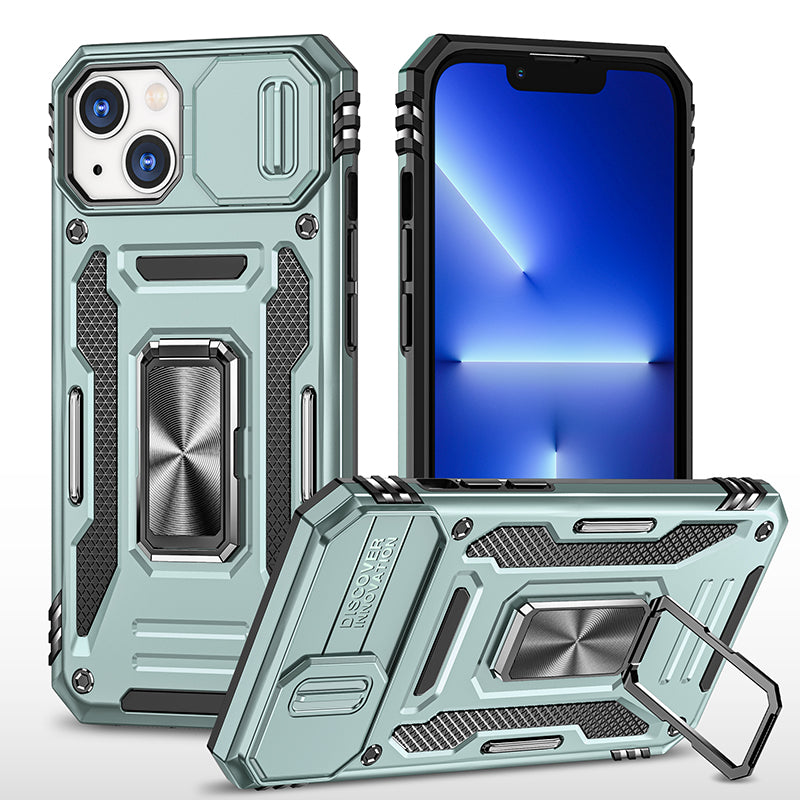 Rugged Shockproof Kickstand Case with Camera Protection for iPhone 17 / 16 / 15 / 14 / 13 Series