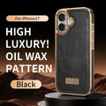 Leather-Look Magnetic Wireless Charging Case with Camera Lens Protection for iPhone