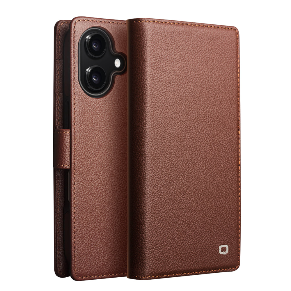 CornerMaple MagSafe Compatible Detachable Genuine Leather Wallet Case for iPhone 17 / iPhone Air / iPhone 17 Pro / iPhone 17 Pro Max - Magnetic Detachable Folio Case with Card Holder