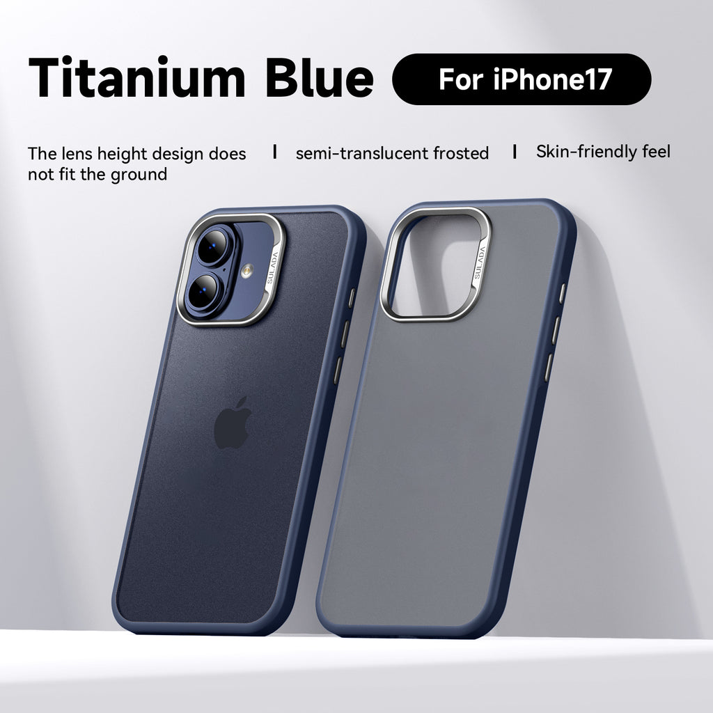 Semi-Translucent Frosted Protective Case with Metal Camera Rings for iPhone 17 Series