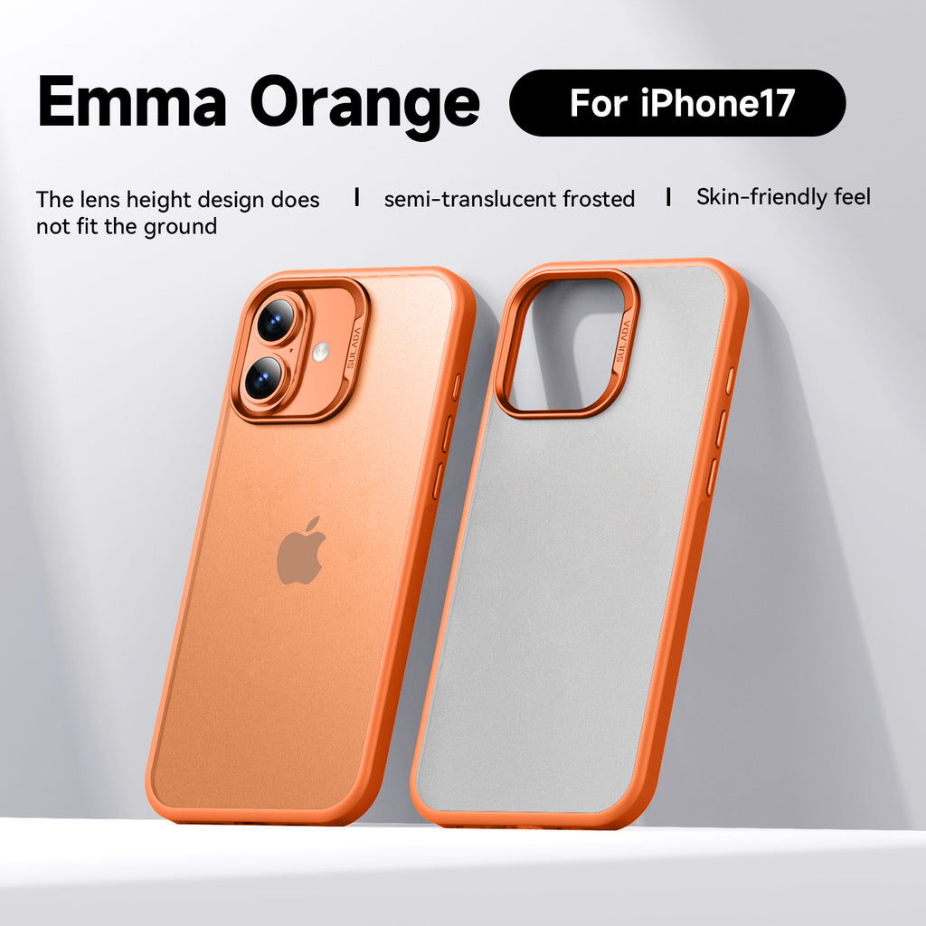 Semi-Translucent Frosted Protective Case with Metal Camera Rings for iPhone 17 Series