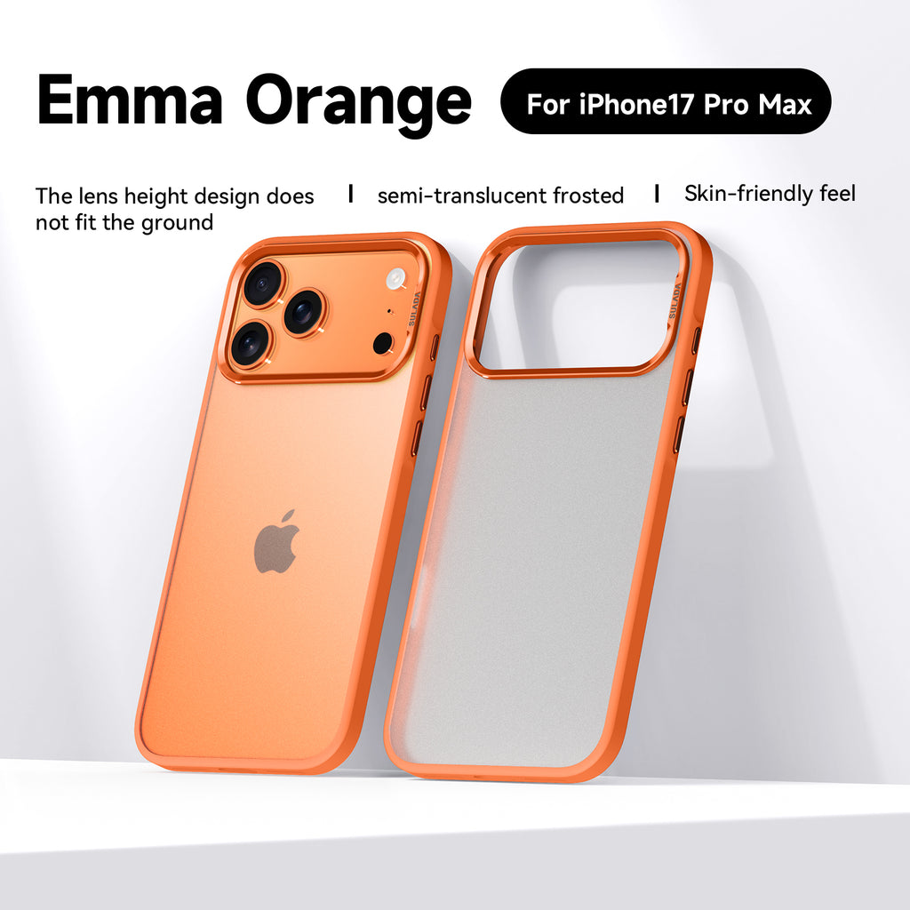 Semi-Translucent Frosted Protective Case with Metal Camera Rings for iPhone 17 Series