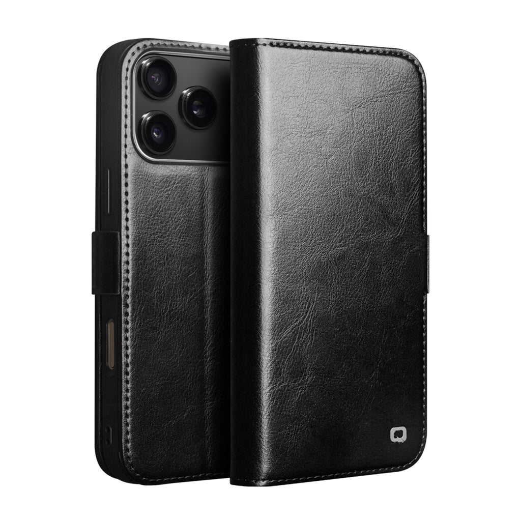 MagSafe Compatible CornerMaple Premium Genuine Leather Wallet Case for iPhone 17 / iPhone Air / iPhone 17 Pro / iPhone 17 Pro Max - Magnetic Flip Cover with Card Holder