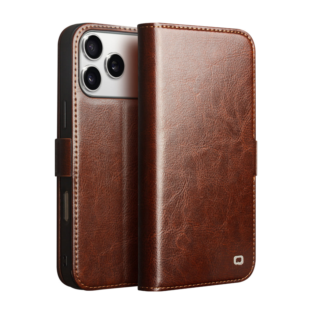 MagSafe Compatible CornerMaple Premium Genuine Leather Wallet Case for iPhone 17 / iPhone Air / iPhone 17 Pro / iPhone 17 Pro Max - Magnetic Flip Cover with Card Holder