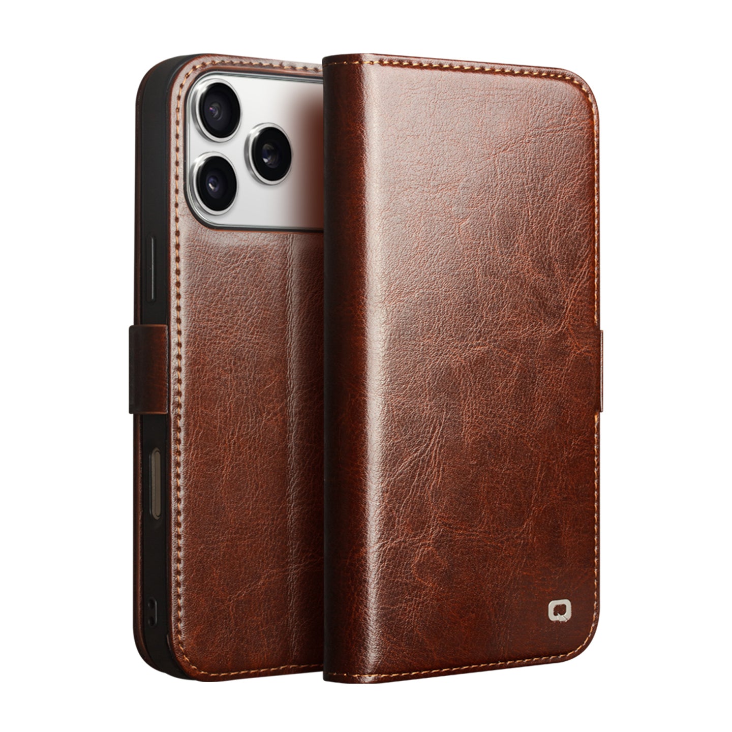 MagSafe Compatible CornerMaple Premium Genuine Leather Wallet Case for iPhone 17 / iPhone Air / iPhone 17 Pro / iPhone 17 Pro Max - Magnetic Flip Cover with Card Holder