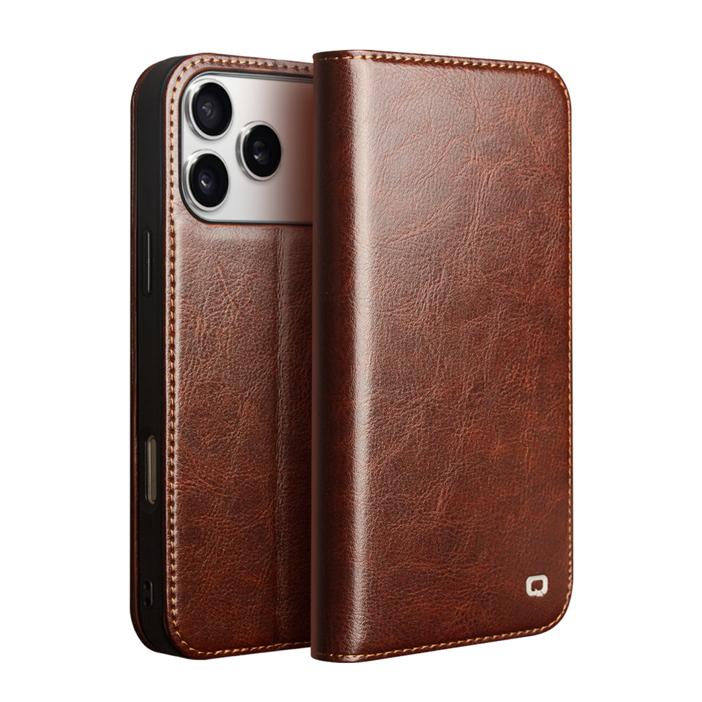 CornerMaple Premium Genuine Leather Wallet Case for iPhone- Magnetic Flip Cover with Card Holder