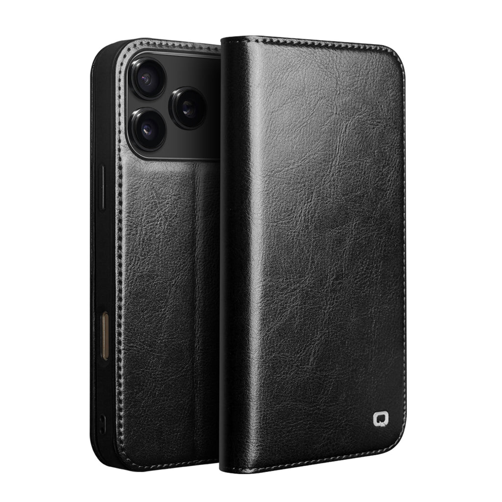 CornerMaple Premium Genuine Leather Wallet Case for iPhone- Magnetic Flip Cover with Card Holder
