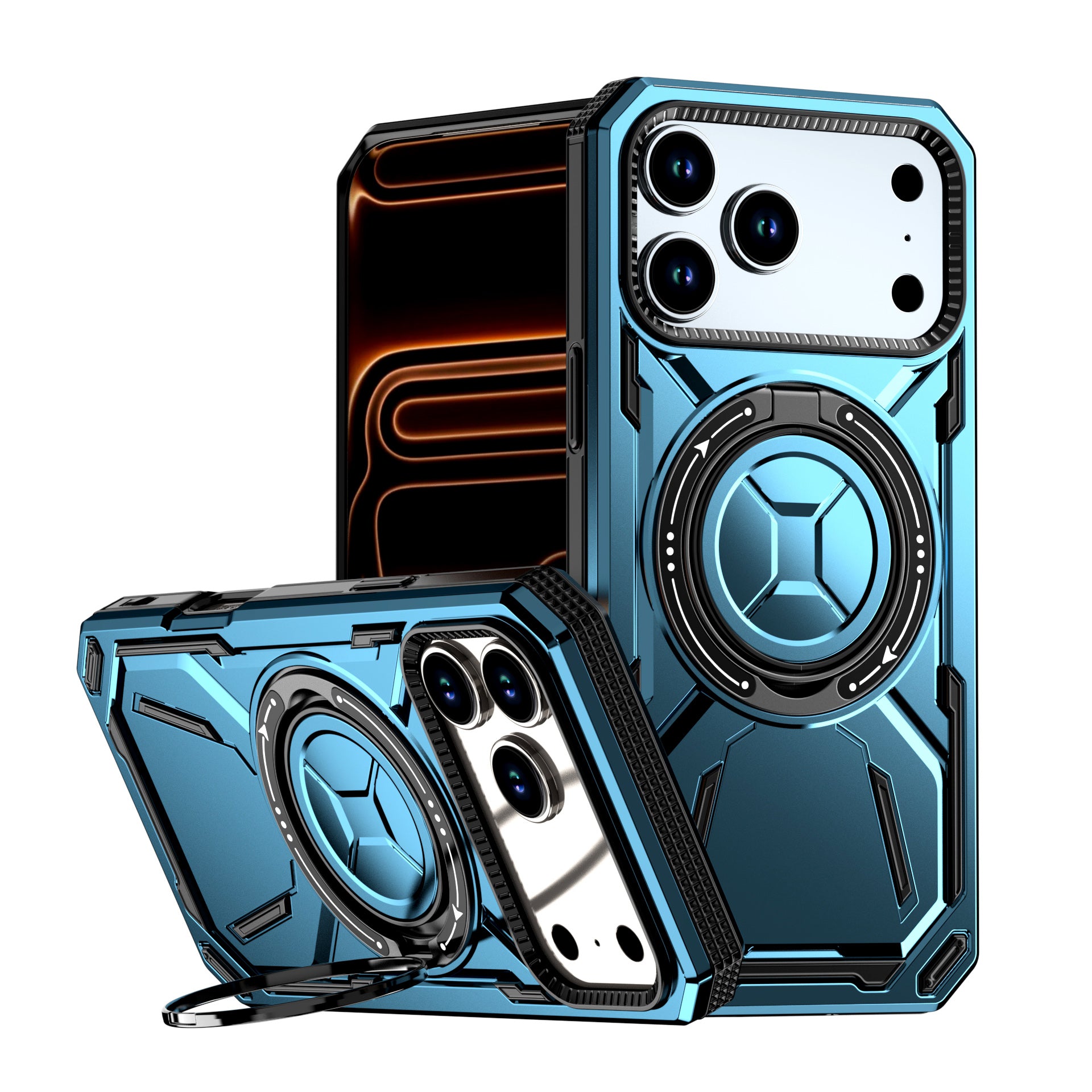 Rugged Ring Stand Protective Case for iPhone 17 / iPhone Air / 16 / 15 Pro Series
