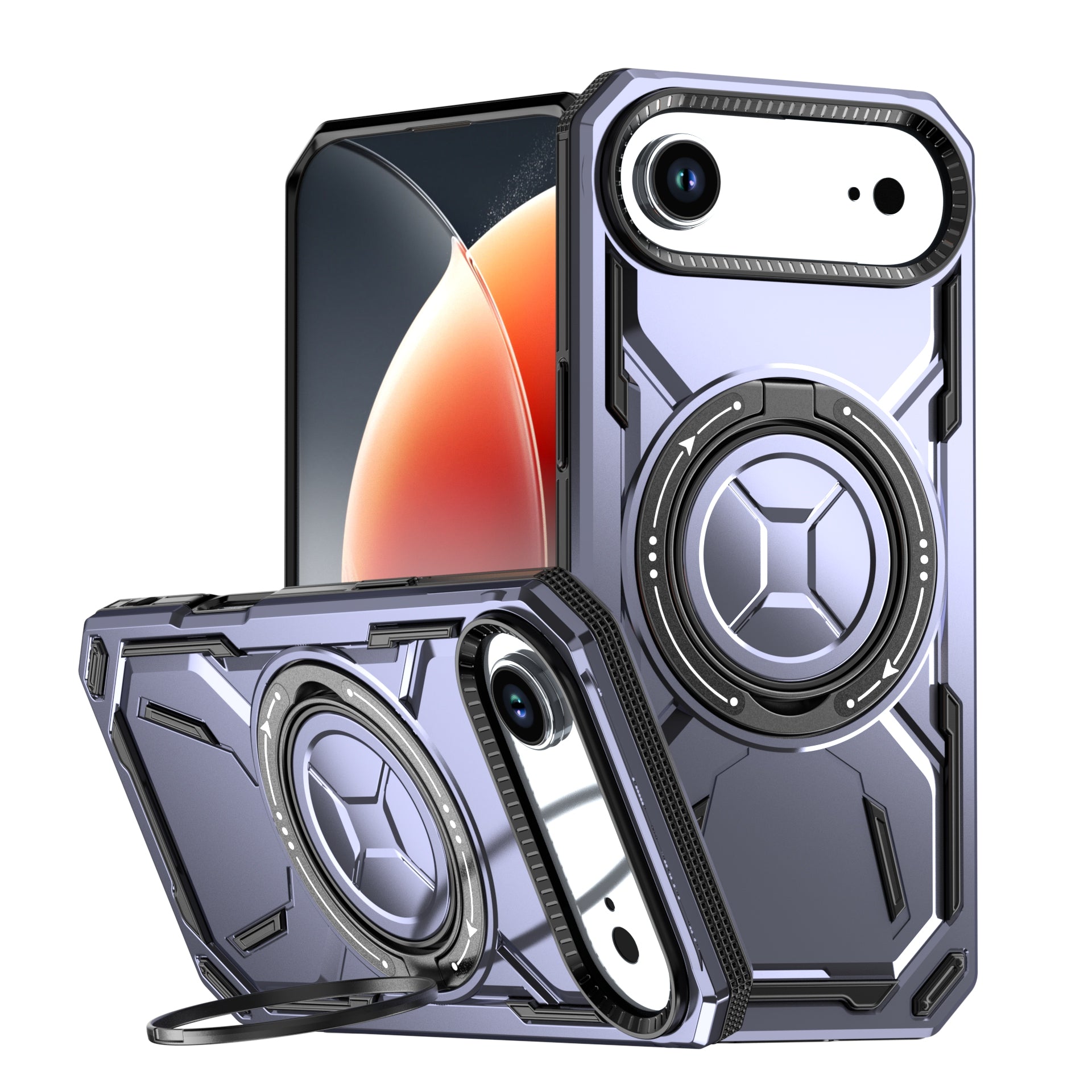 Rugged Ring Stand Protective Case for iPhone 17 / iPhone Air / 16 / 15 Pro Series