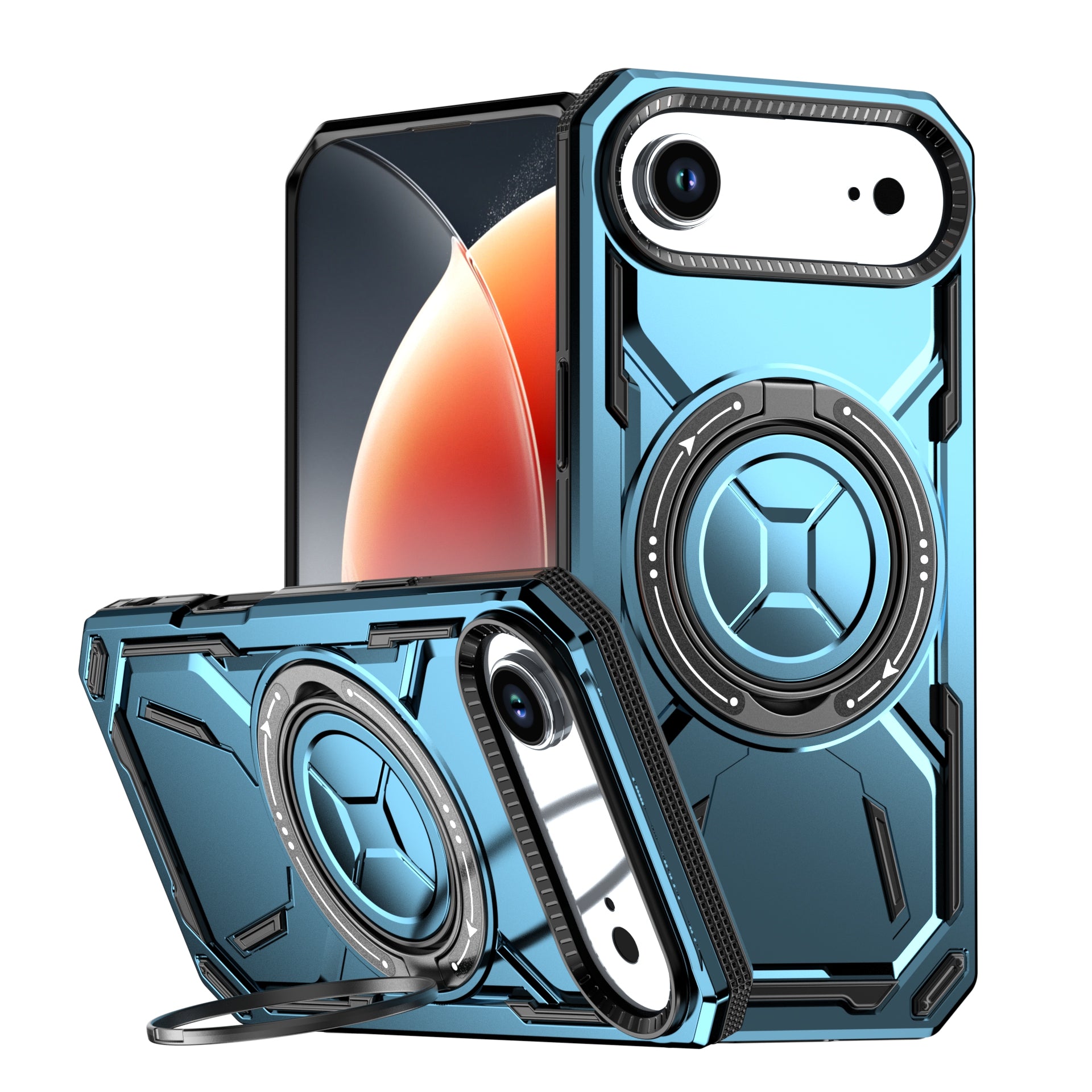 Rugged Ring Stand Protective Case for iPhone 17 / iPhone Air / 16 / 15 Pro Series