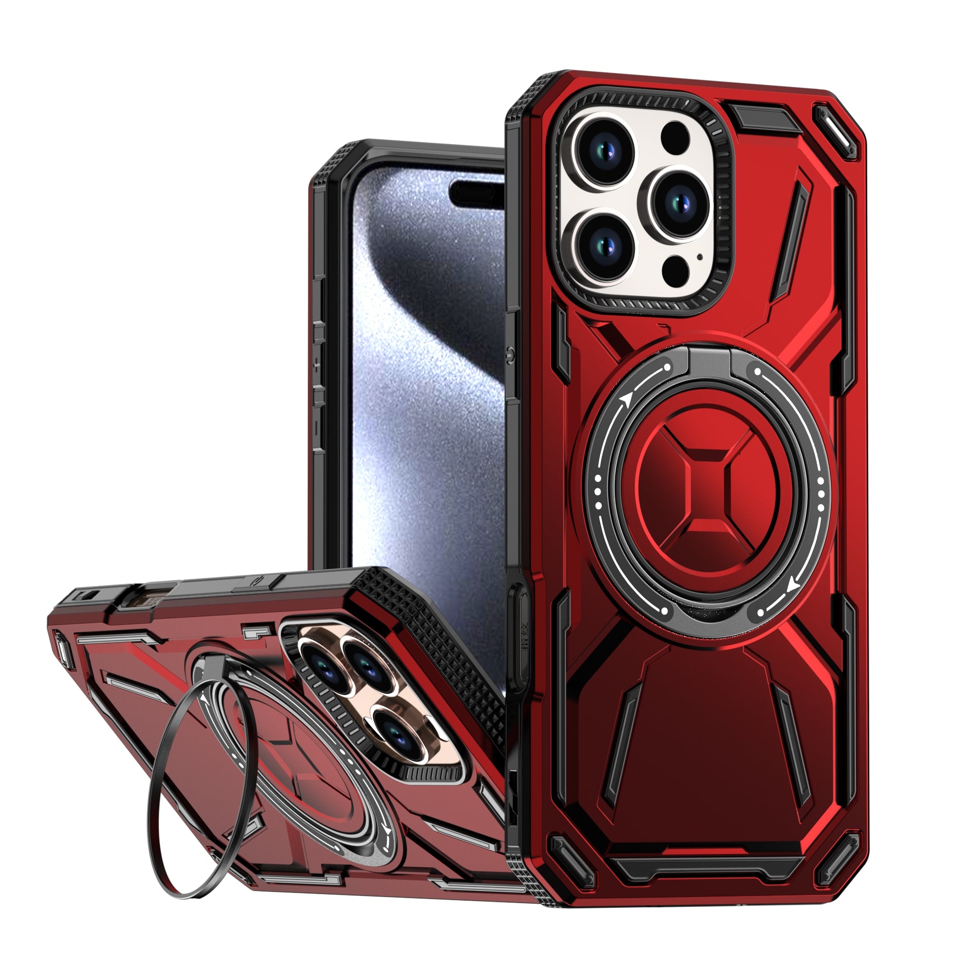 Rugged Ring Stand Protective Case for iPhone 17 / iPhone Air / 16 / 15 Pro Series