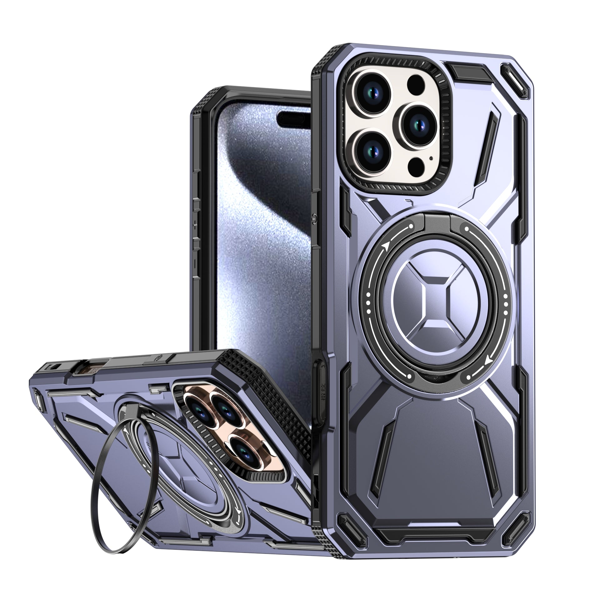Rugged Ring Stand Protective Case for iPhone 17 / iPhone Air / 16 / 15 Pro Series