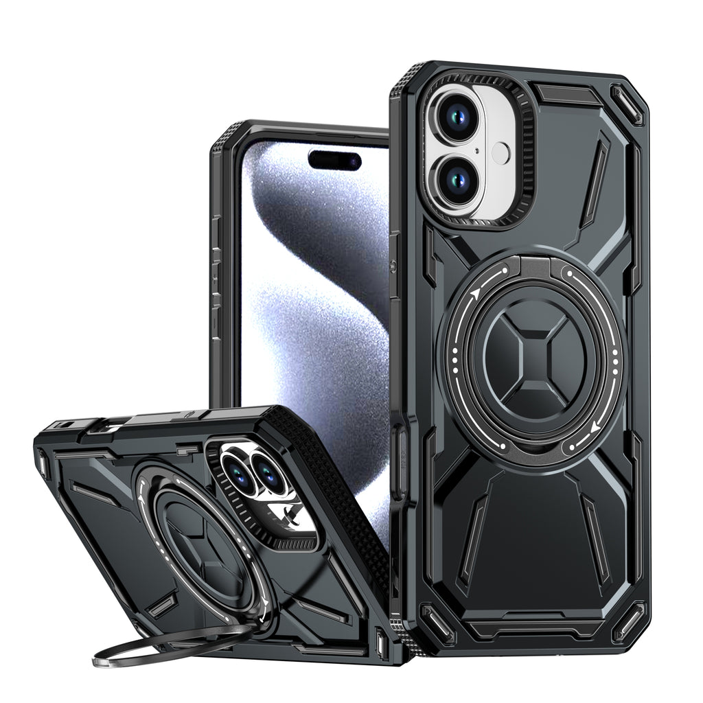 Rugged Ring Stand Protective Case for iPhone 17 / iPhone Air / 16 / 15 Pro Series