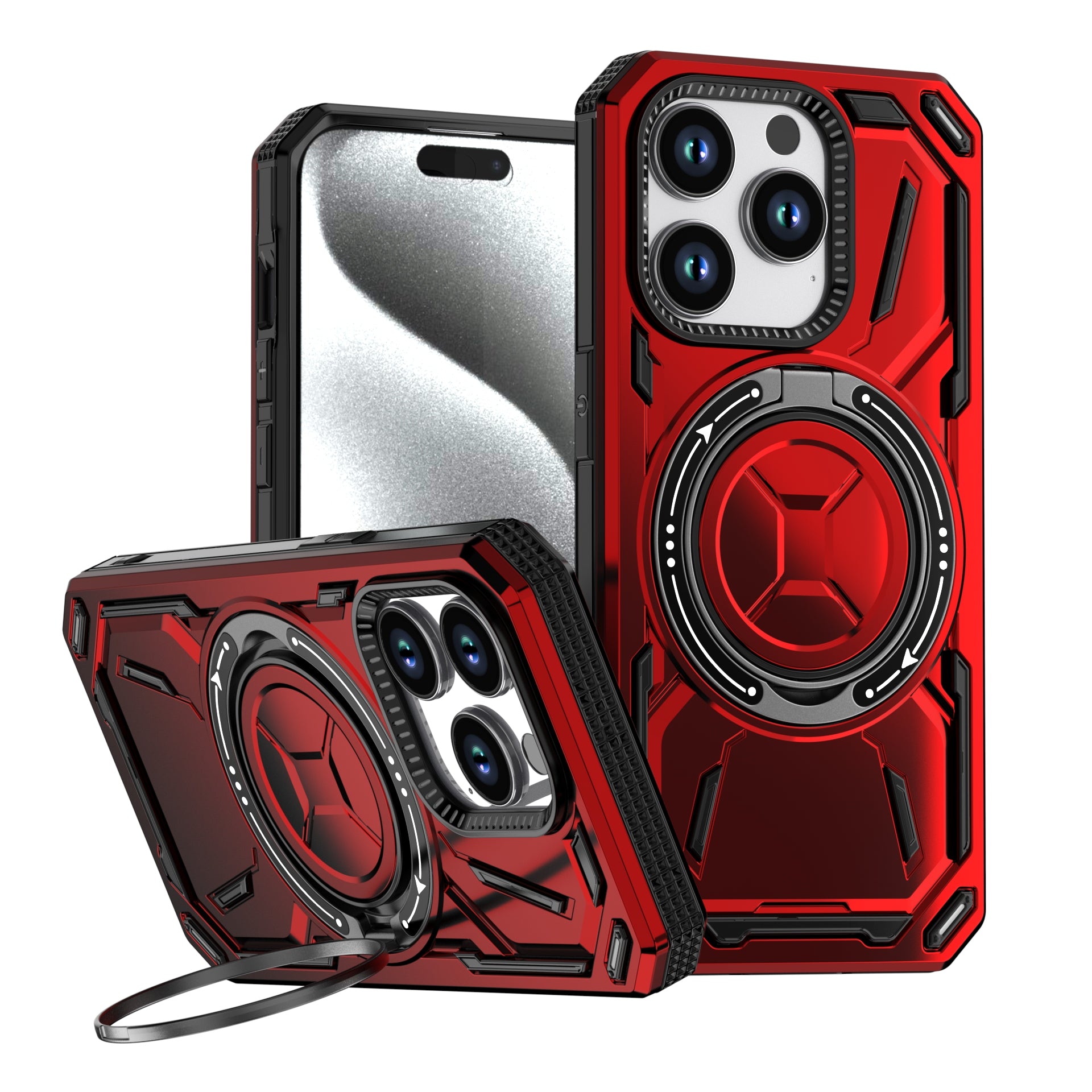 Rugged Ring Stand Protective Case for iPhone 17 / iPhone Air / 16 / 15 Pro Series