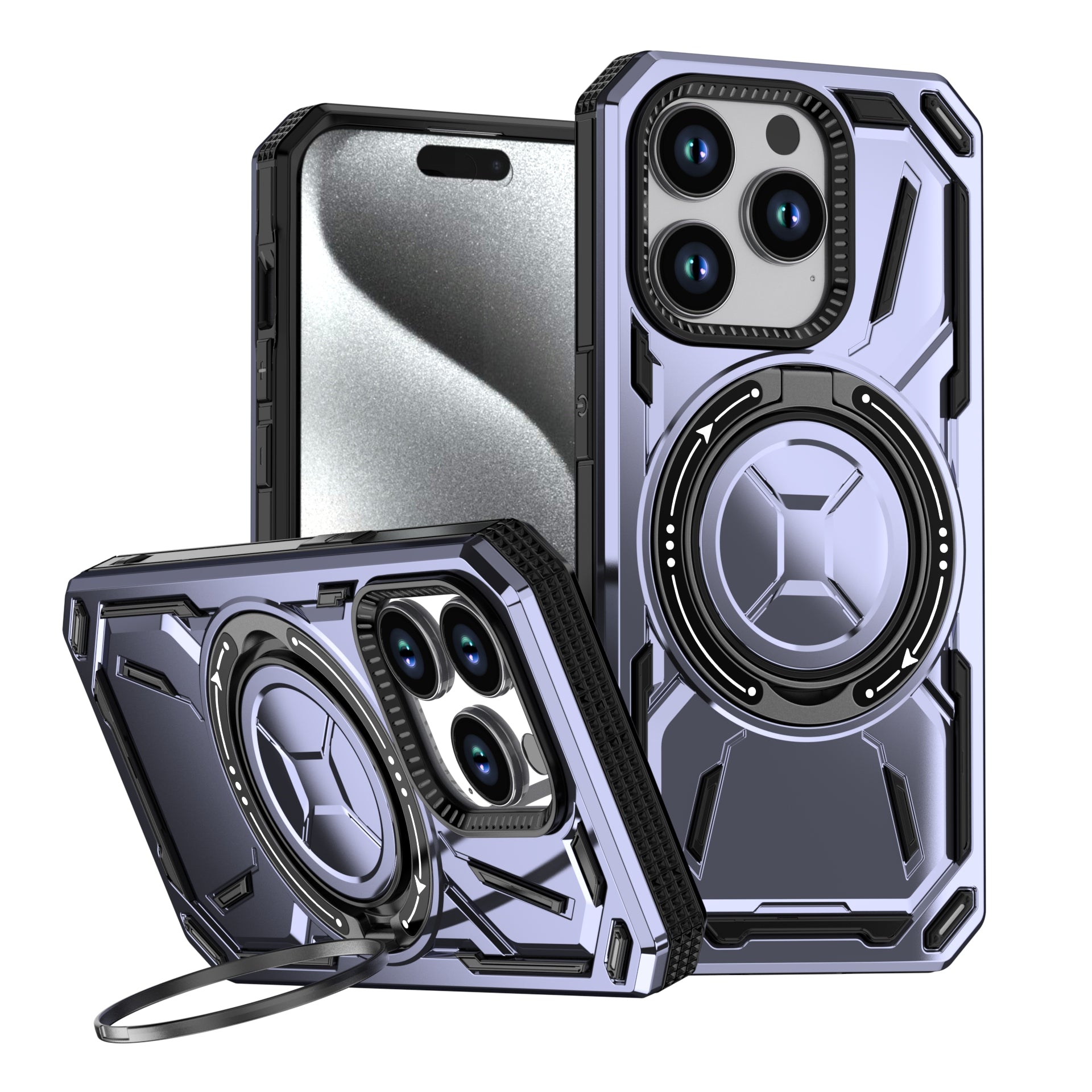 Rugged Ring Stand Protective Case for iPhone 17 / iPhone Air / 16 / 15 Pro Series