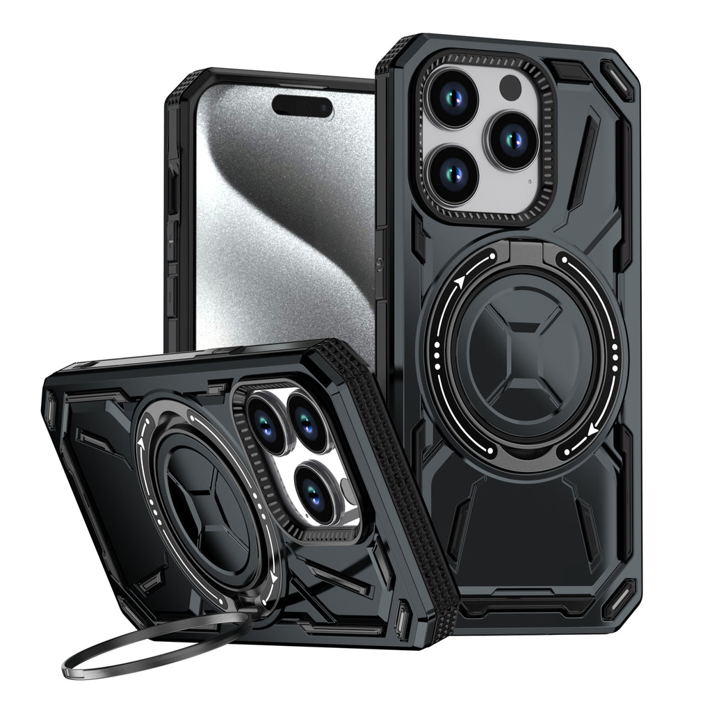 Rugged Ring Stand Protective Case for iPhone 17 / iPhone Air / 16 / 15 Pro Series